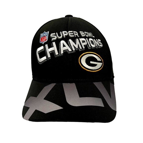 NFL Green Bay Packers Super Bowl Champions XLV Reebok Cap Hat Stretch Fit - Picture 1 of 8